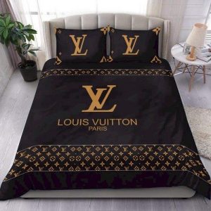 Louis Vuitton Pari Logo Brand Bedding Set Luxury Home Decor Bedroom Bedspread