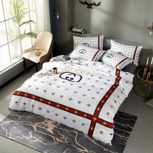 Gucci Logo Brand Bedding Set Bedroom Home Decor Luxury Bedspread