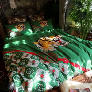 Gucci Logo Brand Bedding Set Bedroom Home Decor Luxury Bedspread