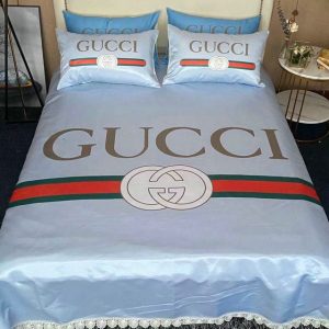 Gucci Logo Brand Bedding Set Bedroom Luxury Bedspread Home Decor