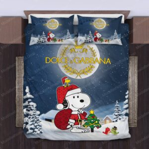 Snoopy Dog Dolce & Gabbana Logo Brand Bedding Set Luxury Bedspread Bedroom Home Decor