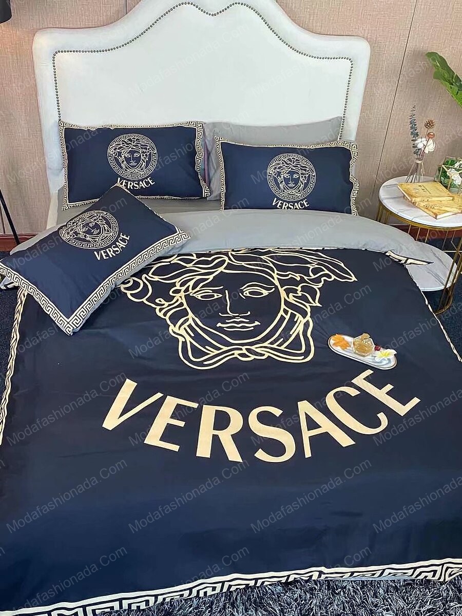 Versace Logo Brand Bedding Set Home Decor Bedroom Bedspread Luxury