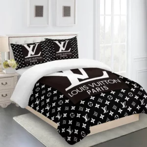 Louis Vuitton Logo Brand Bedding Set Luxury Home Decor Bedspread Bedroom