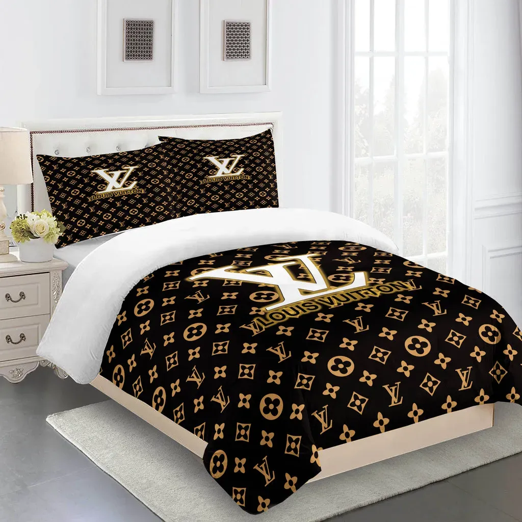 Louis Vuitton Logo Brand Bedding Set Home Decor Bedroom Luxury Bedspread