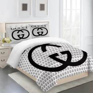 Gucci Logo Brand Bedding Set Bedroom Luxury Bedspread Home Decor