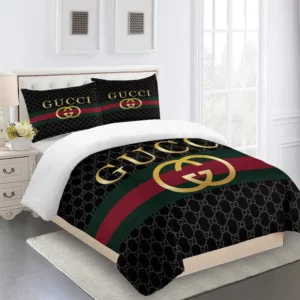 Gucci Logo Brand Bedding Set Luxury Home Decor Bedroom Bedspread