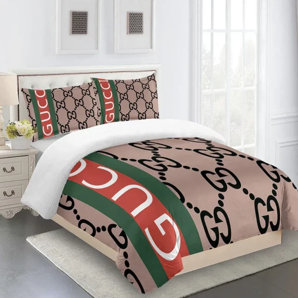 Gucci Logo Brand Bedding Set Bedroom Bedspread Home Decor Luxury