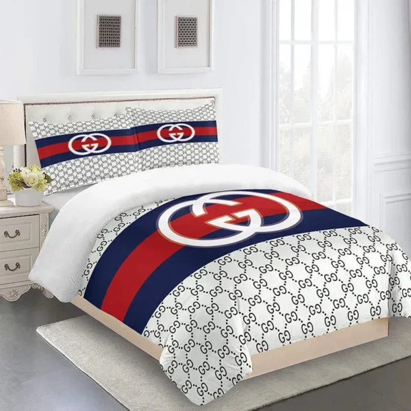 Gucci Logo Brand Bedding Set Bedroom Bedspread Home Decor Luxury