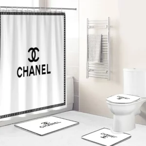 Chanel White And Black Framed Bathroom Set Home Decor Bath Mat Luxury Fashion Brand Hypebeast