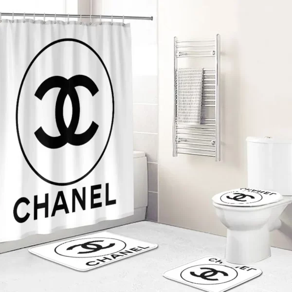 Chanel White And Black Circel Bathroom Set Hypebeast Home Decor Bath Mat Luxury Fashion Brand