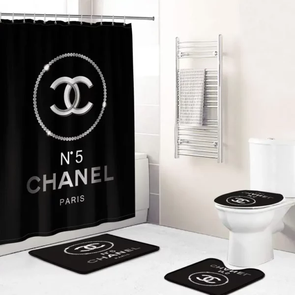 Chanel N Coco Chanel Black Bathroom Set Home Decor Bath Mat Luxury Fashion Brand Hypebeast