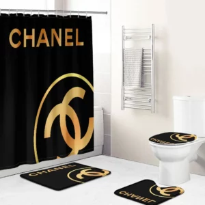 Chanel Black And Yellow Bathroom Set Bath Mat Luxury Fashion Brand Home Decor Hypebeast