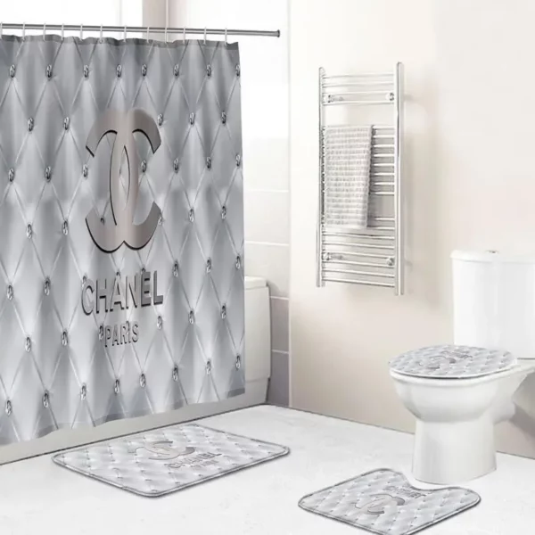 Chanel Blue Sky And Black Bathroom Set Luxury Fashion Brand Home Decor Bath Mat Hypebeast