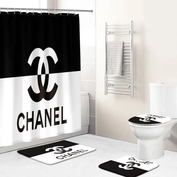 Chanel Black And White Bathroom Set Hypebeast Luxury Fashion Brand Home Decor Bath Mat