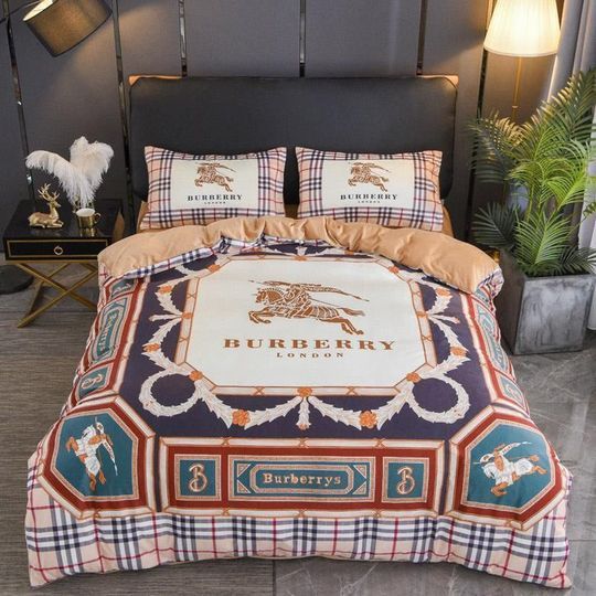 Burberry Logo Brand Bedding Set Home Decor Luxury Bedroom Bedspread