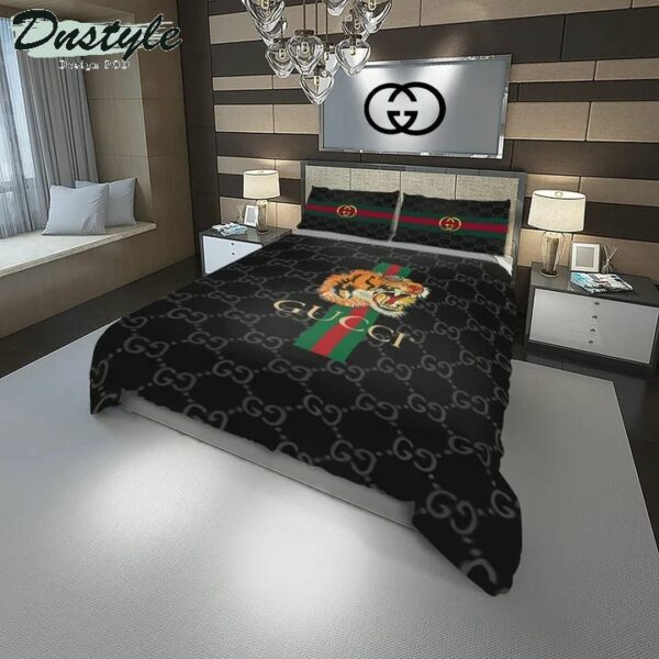 Gucci Logo Brand Bedding Set Bedspread Home Decor Luxury Bedroom