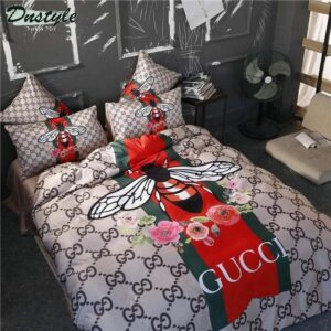 Gucci Logo Brand Bedding Set Bedspread Home Decor Bedroom Luxury