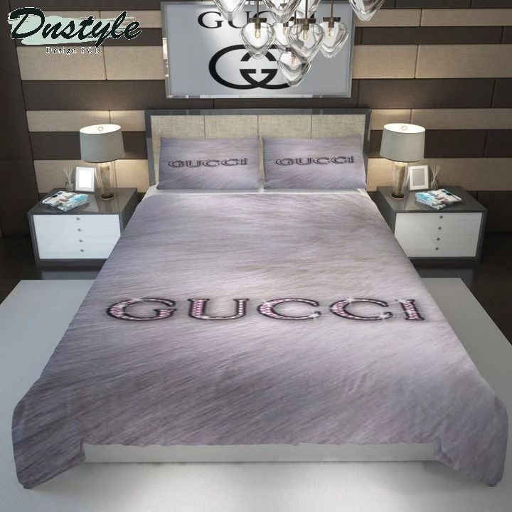 Gucci Gray Logo Brand Bedding Set Bedspread Luxury Home Decor Bedroom