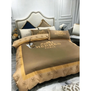 Hermes Logo Brand Bedding Set Bedspread Home Decor Bedroom Luxury