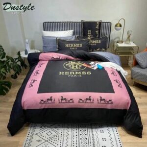 Hermes Paris Logo Brand Bedding Set Bedroom Luxury Home Decor Bedspread