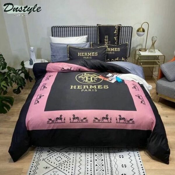 Hermes Paris Logo Brand Bedding Set Bedroom Luxury Home Decor Bedspread