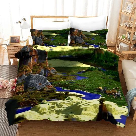 Minecraft Logo Brand Bedding Set Bedspread Home Decor Bedroom Luxury