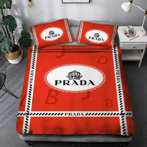 Prada Logo Brand Bedding Set Bedspread Bedroom Luxury Home Decor