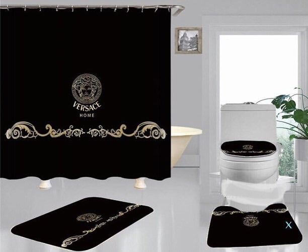 Gianni Versace Black Bathroom Set Home Decor Luxury Fashion Brand Bath Mat Hypebeast