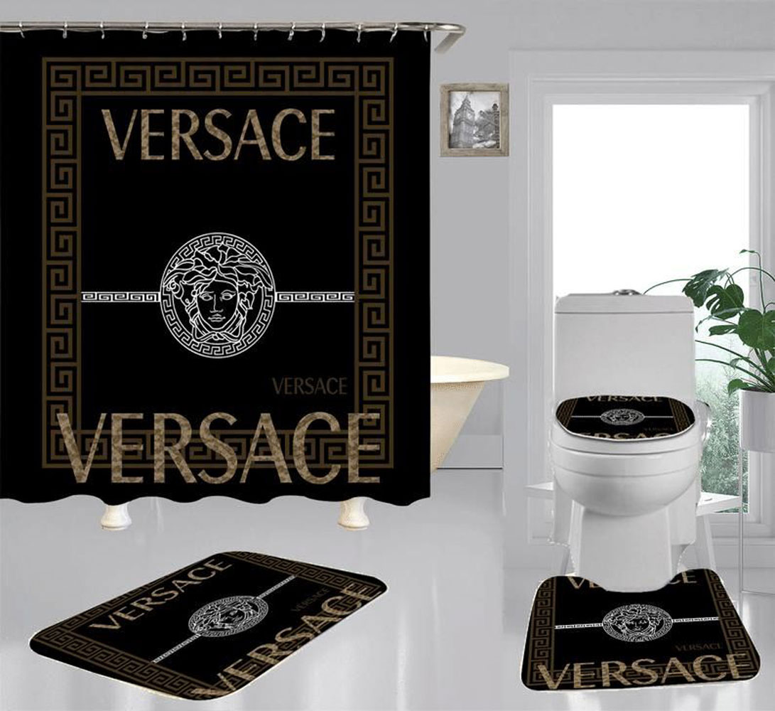 Gianni Versace Black Bathroom Set Hypebeast Luxury Fashion Brand Home Decor Bath Mat