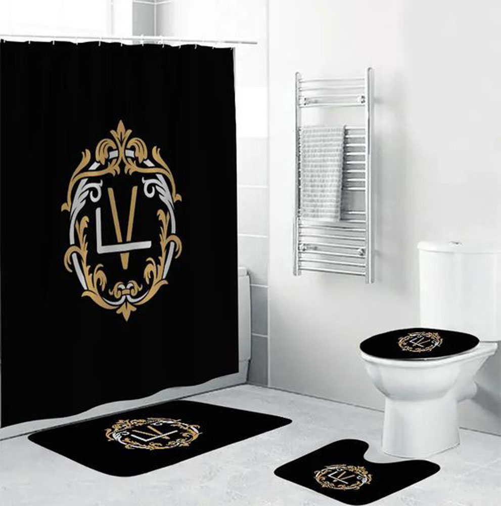 Louis Vuitton Lv Black Bathroom Set Bath Mat Hypebeast Home Decor Luxury Fashion Brand