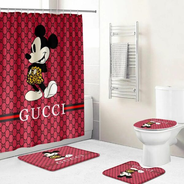 Gucci Mickey Mouse Disney Bathroom Set Luxury Fashion Brand Bath Mat Home Decor Hypebeast