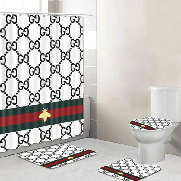 Gucci White Bee Bathroom Set Bath Mat Home Decor Luxury Fashion Brand Hypebeast