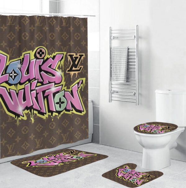 Louis Vuitton Lv Bathroom Set Luxury Fashion Brand Bath Mat Hypebeast Home Decor