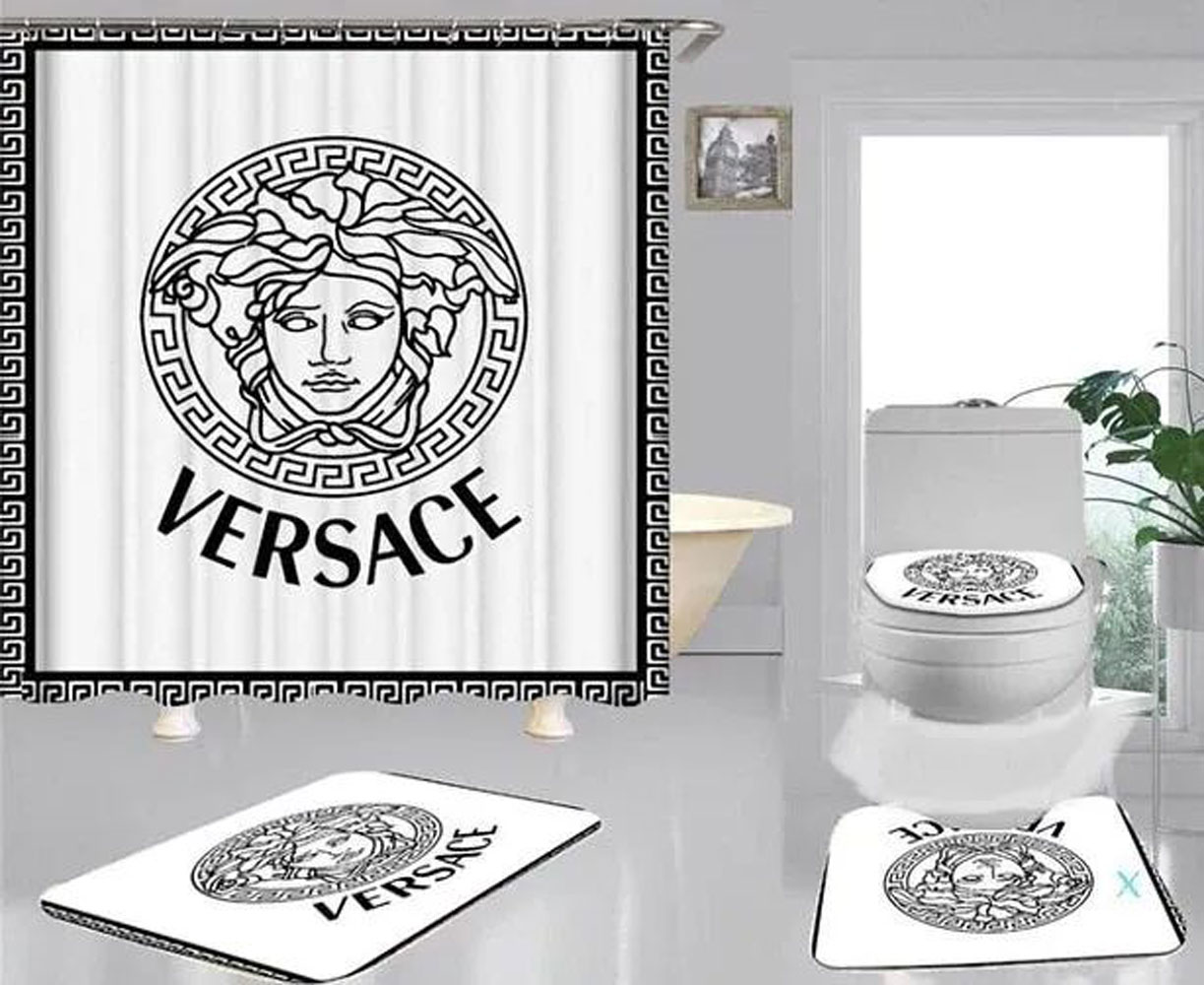 Gianni Versace White Bathroom Set Bath Mat Home Decor Luxury Fashion Brand Hypebeast