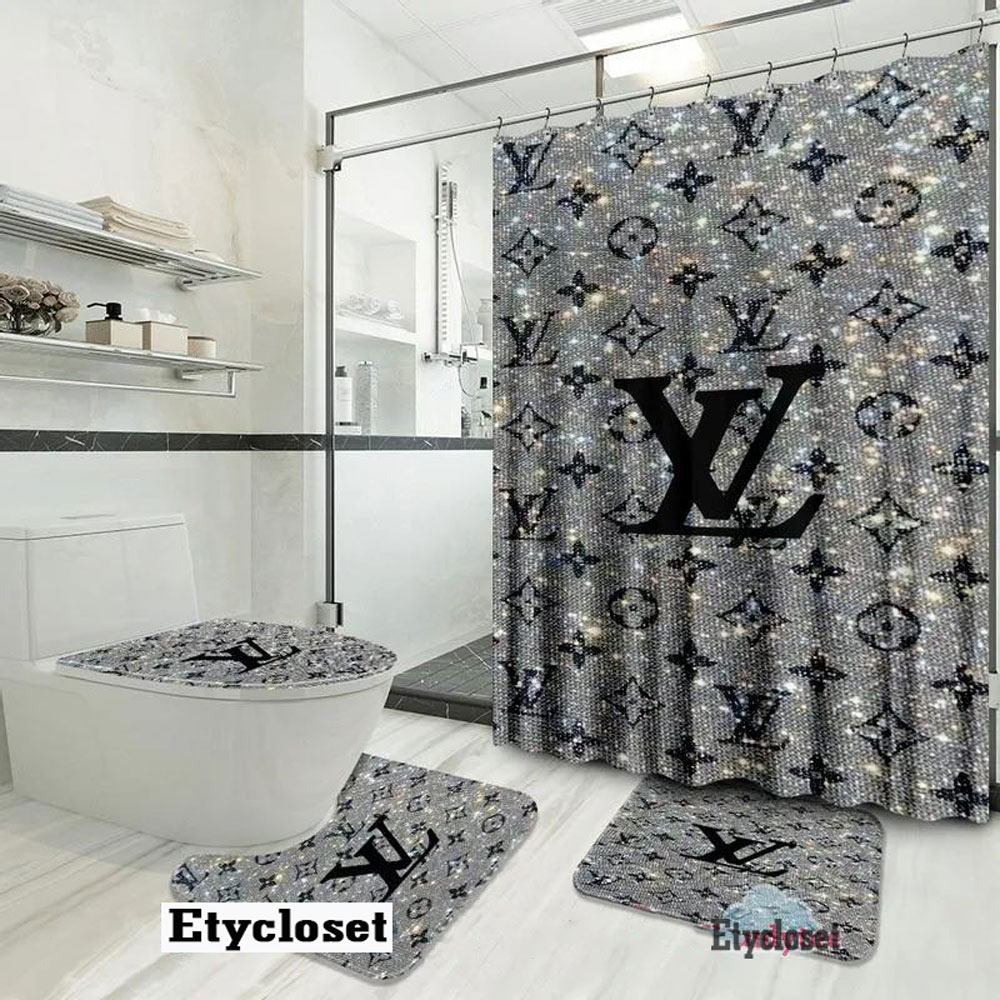 Louis Vuitton Lv Bling Bathroom Set Hypebeast Luxury Fashion Brand Home Decor Bath Mat