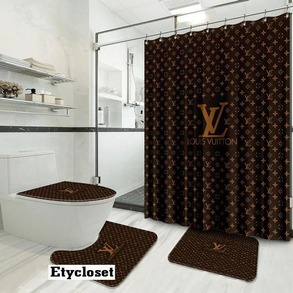 Louis Vuitton Lv Monogram Bathroom Set Bath Mat Luxury Fashion Brand Home Decor Hypebeast