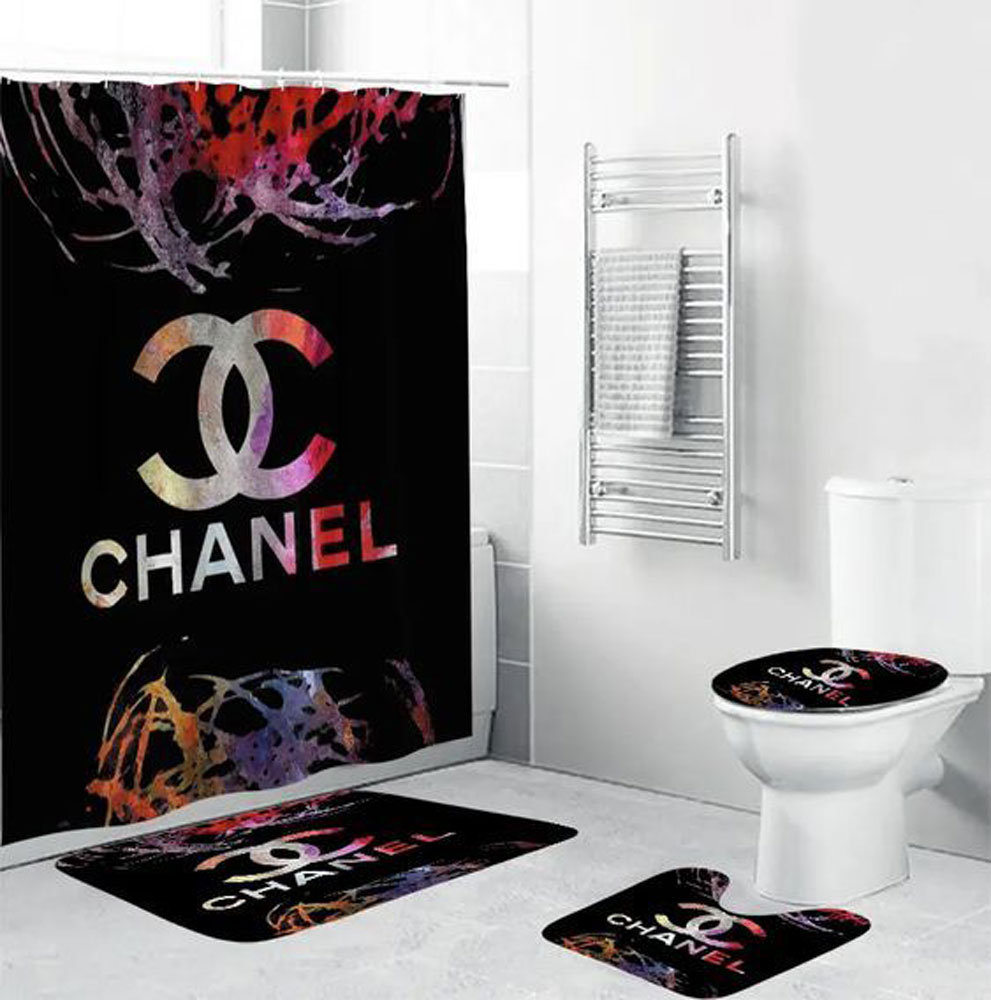 Chanel Black Colorful Bathroom Set Home Decor Hypebeast Luxury Fashion Brand Bath Mat