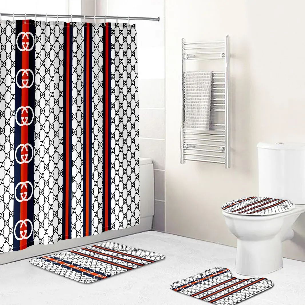 Gucci White Bathroom Set Luxury Fashion Brand Hypebeast Bath Mat Home Decor