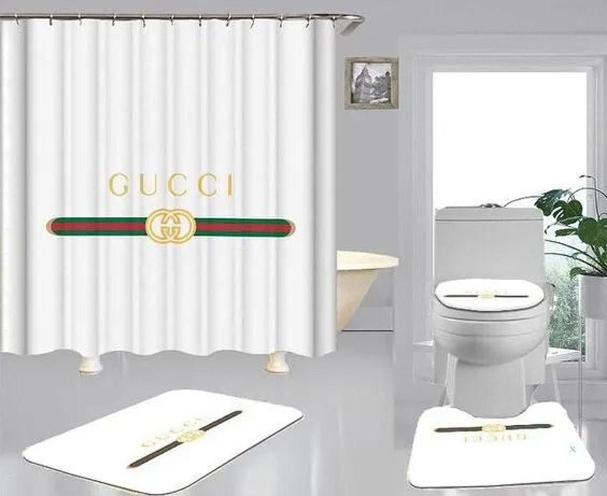 Gucci White Bathroom Set Luxury Fashion Brand Bath Mat Home Decor Hypebeast