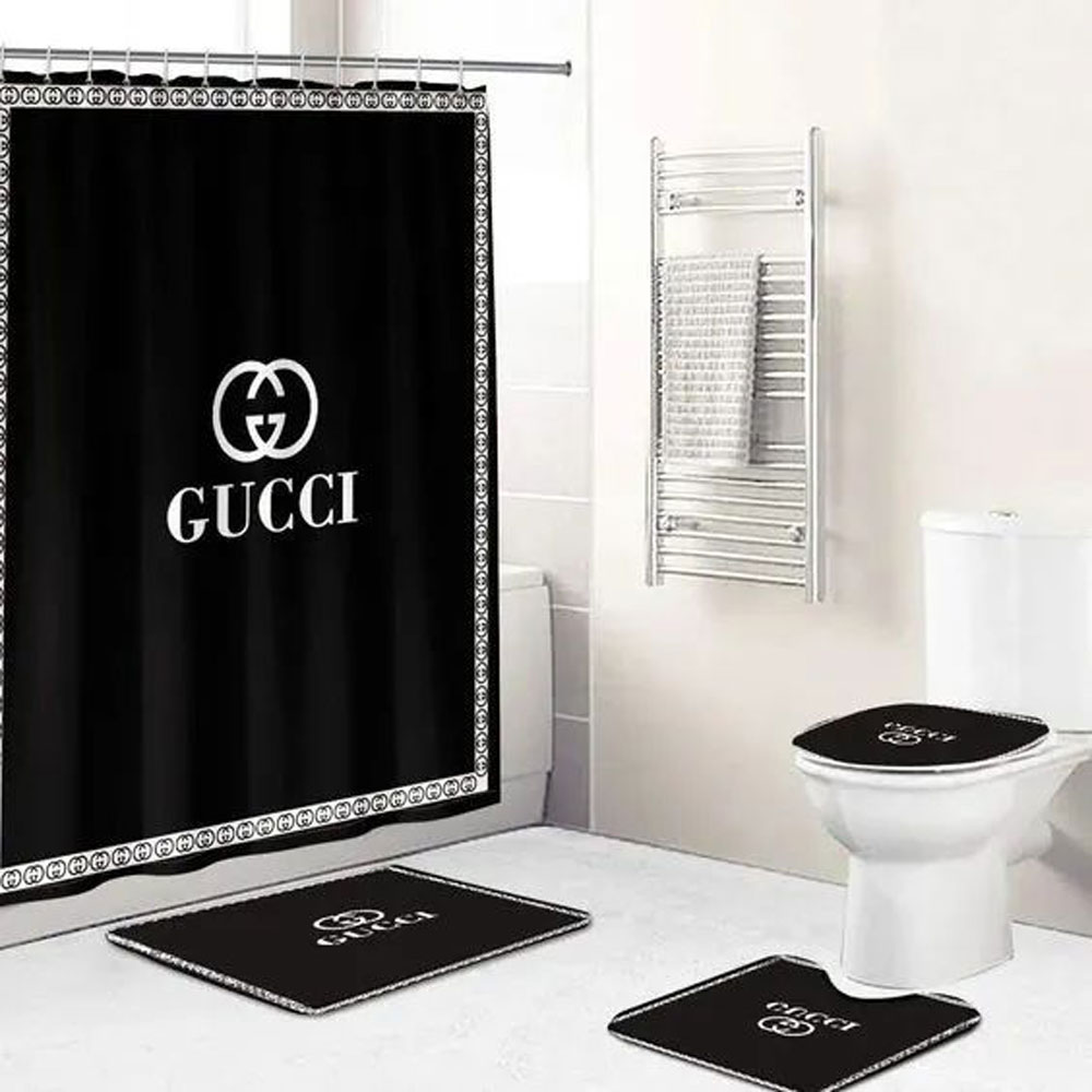 Gucci Black Bathroom Set Bath Mat Luxury Fashion Brand Home Decor Hypebeast