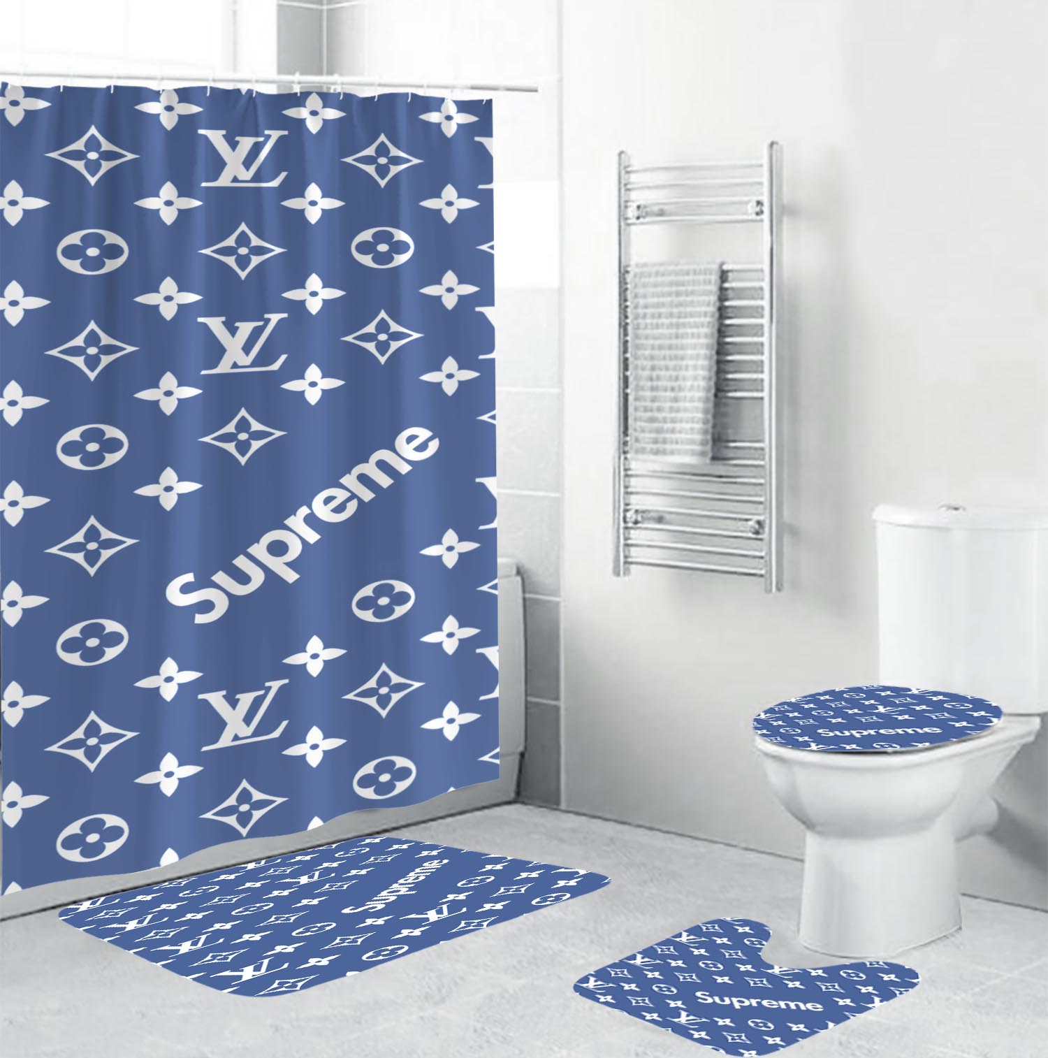 Louis Vuitton Lv Supreme Bathroom Set Home Decor Luxury Fashion Brand Hypebeast Bath Mat