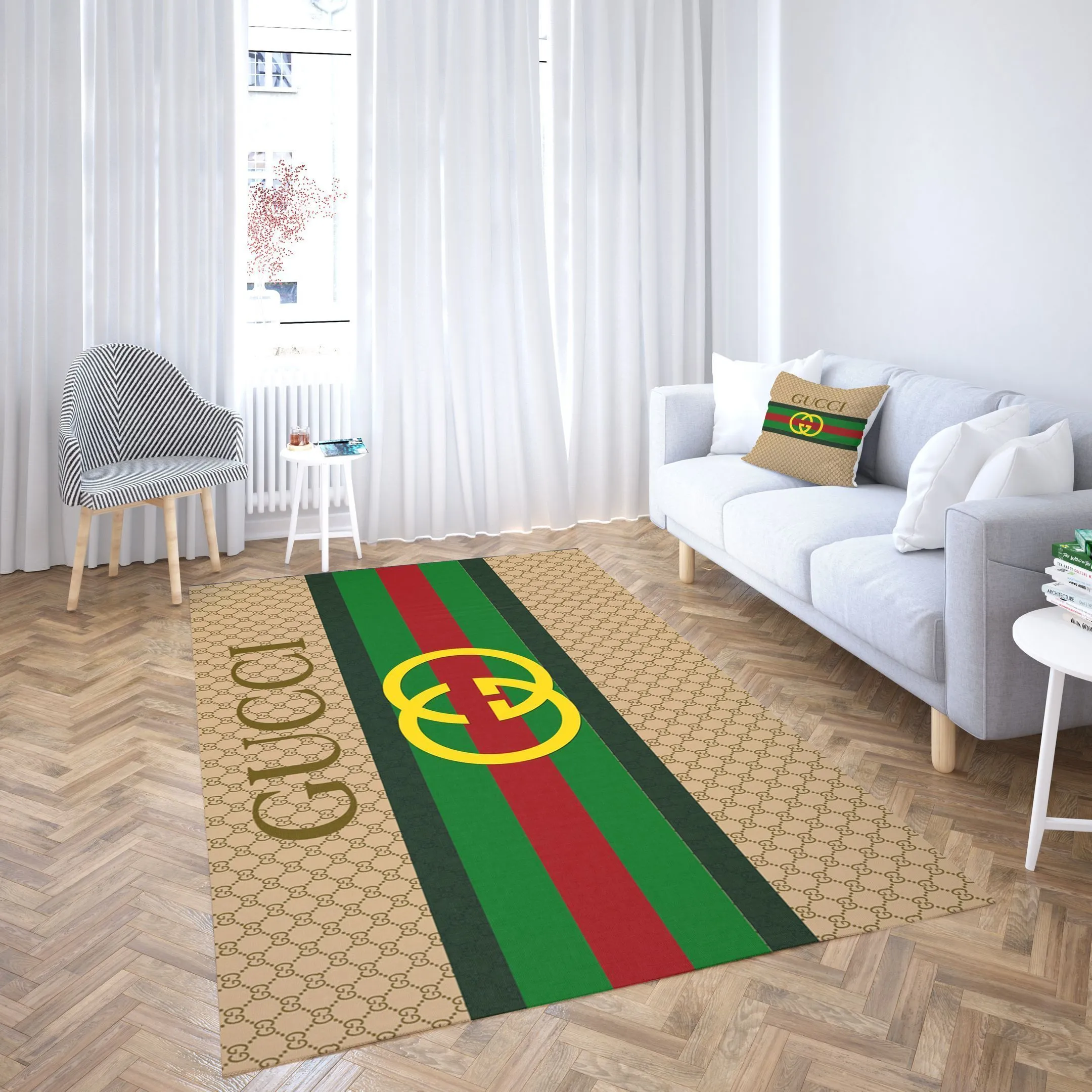 Gucci stripe Rectangle Rug Luxury Area Carpet Fashion Brand Door Mat Home Decor