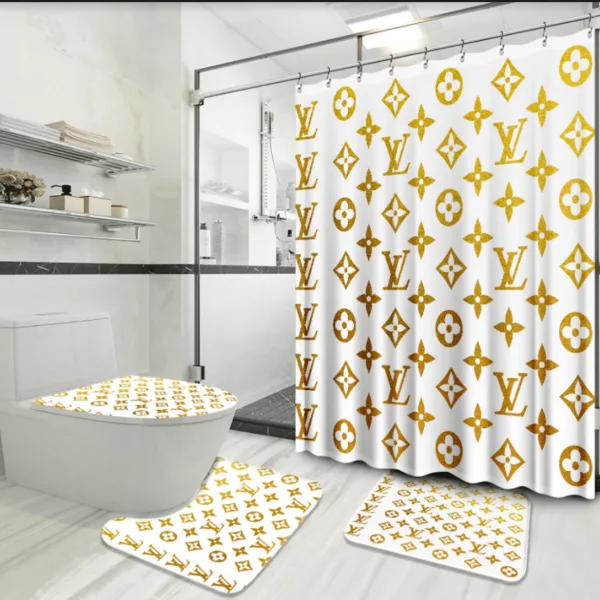 Louis Vuitton Yellow Bathroom Set Bath Mat Luxury Fashion Brand Home Decor Hypebeast