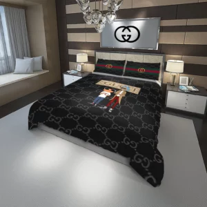 Gucci Rick And Morty Logo Brand Bedding Set Bedroom Luxury Bedspread Home Decor