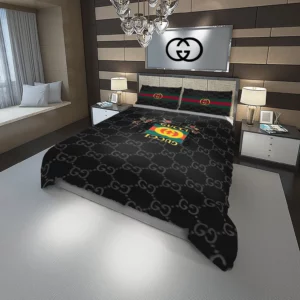 Gucci Flowers Logo Brand Bedding Set Bedspread Home Decor Luxury Bedroom