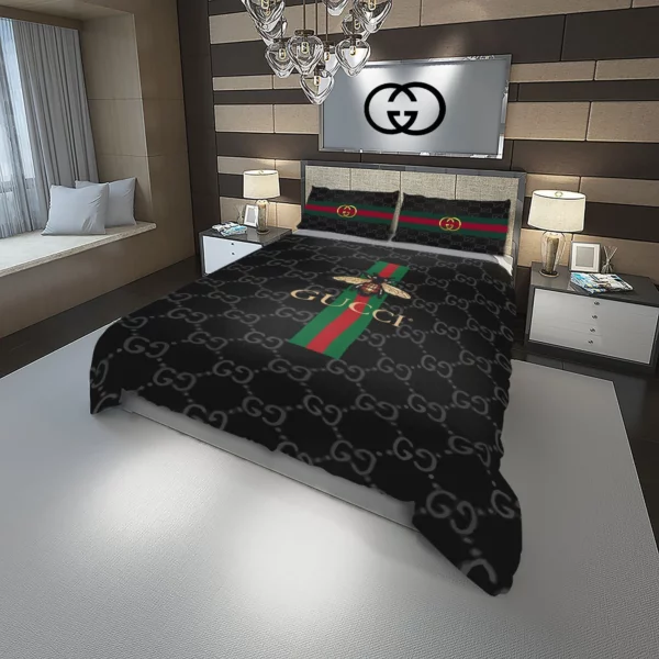 Gucci Bee Logo Brand Bedding Set Bedroom Bedspread Luxury Home Decor