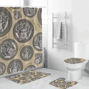 Versace Silv Erpattern In Sand Background Bathroom Set Hypebeast Bath Mat Home Decor Luxury Fashion Brand