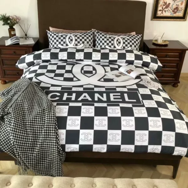 Chanel Flowers Logo Brand Bedding Set Bedroom Luxury Bedspread Home Decor