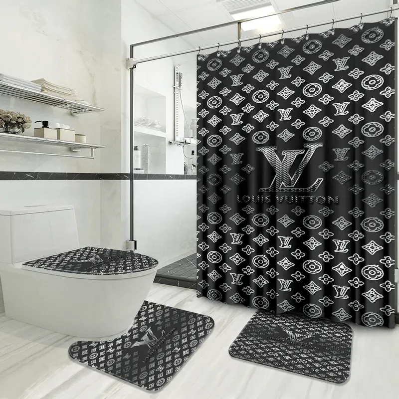 Louis Vuitton Bathroom Set Home Decor Bath Mat Luxury Fashion Brand Hypebeast