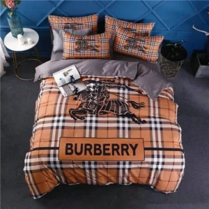 Burberry Logo Brand Bedding Set Luxury Bedroom Bedspread Home Decor